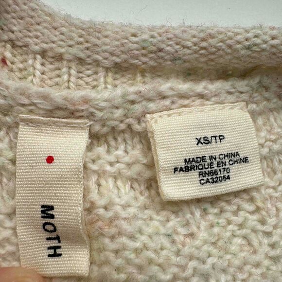 Moth Neutrals Fringe Trim Long Sleeve Pullover Sweater Womens XS - Picture 10 of 15